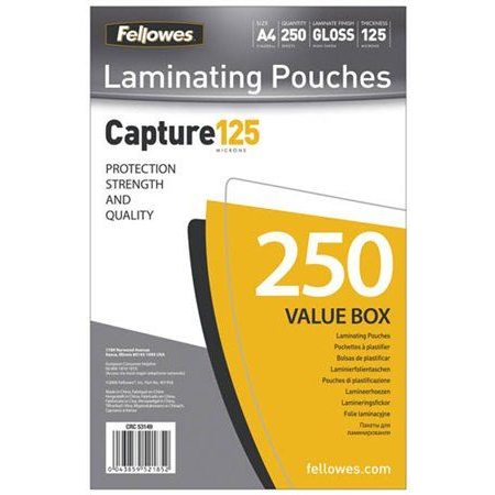 FELLOWES laminálógéphez fényes meleglamináló fólia 125 mikron, A4 (IFW53149) (IFW53149)
