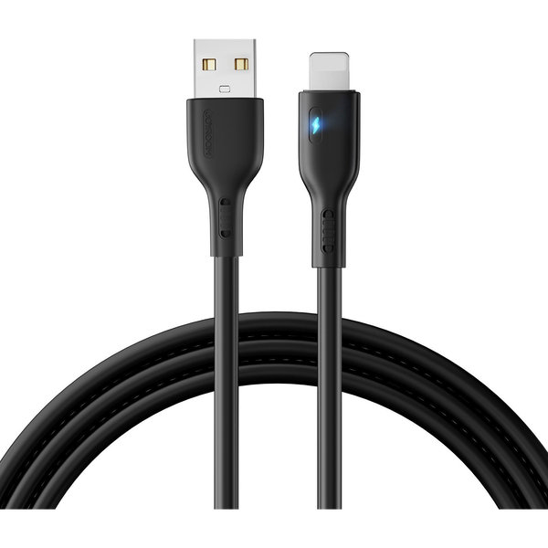 JOYROOM adatkábel (USB - lightning, 2.4A, 200cm, LED jelzés) FEKETE Apple IPAD (4th Generation) / IPAD mini / iPod touch 5 (S-UL012A13_200)