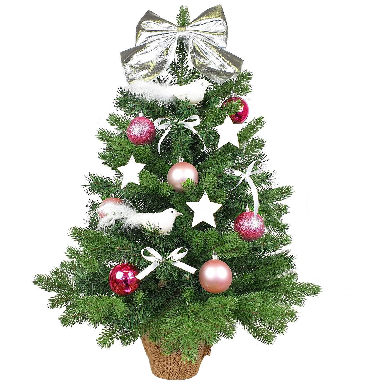 Díszített fa PINK CIRCLE 60 cm, 35 díszítéssel és dekorációval LED VILÁGÍTÁSSAL (LAU-1503)