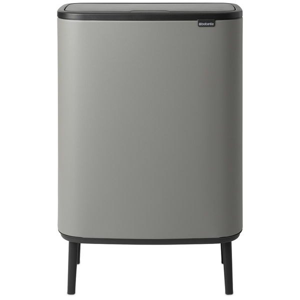 BRABANTIA Bo Touch Bin Hi szelektív hulladékgyűjtő Soft-Close fedéllel magasított lábakon álló műanyag tartály XXL 2x30L - O méret acél betonszürke ásványi textúra - 130663