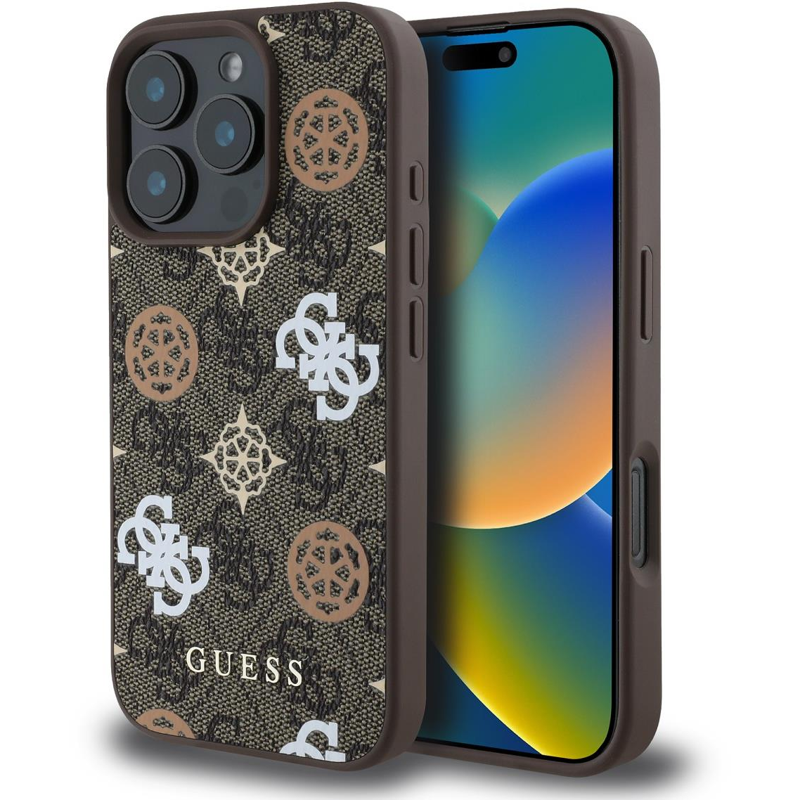 Guess PU 4G Peony MagSafe iPhone 16 Pro Brown tok (GUHMP16LP4PWPW)