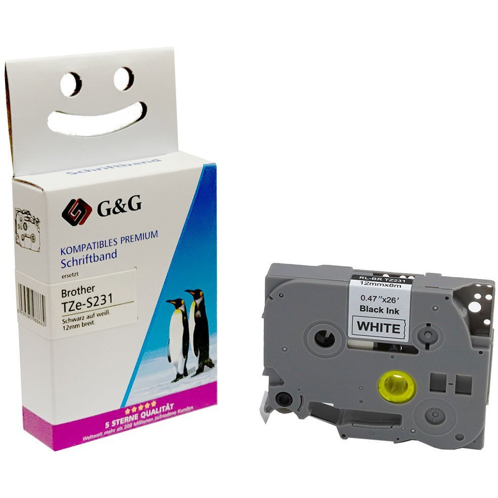 G&G Feliratozó szalag Szalagszín: Fehér Szövegszín: Fekete 12 mm 8 m (RL-B-S-T231P-BK/WT-12MM8M)