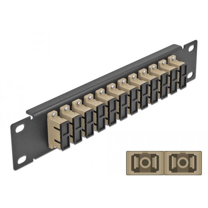 Delock 10 üvegszálas patch panel 12 portos SC Duplex 1U bézs fekete (66773) (DE66773)