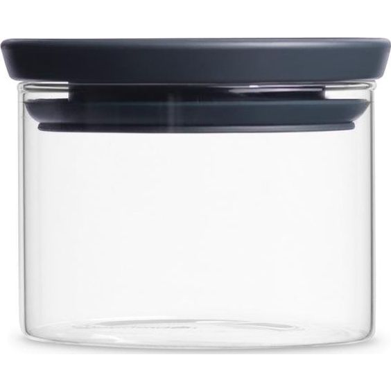 Brabantia üvegedény 0,3L, egymásra rakható, légmentes záródás, kerek, sötétszürke fedő, átlátszó üveg tartály - 298301 (298301)