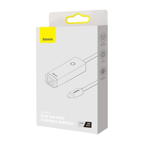 Baseus Lite Sorozatú Ethernet-Adapter C Típusú Adapter RJ45 LAN-Portra (1000Mbps) (WKQX000301)