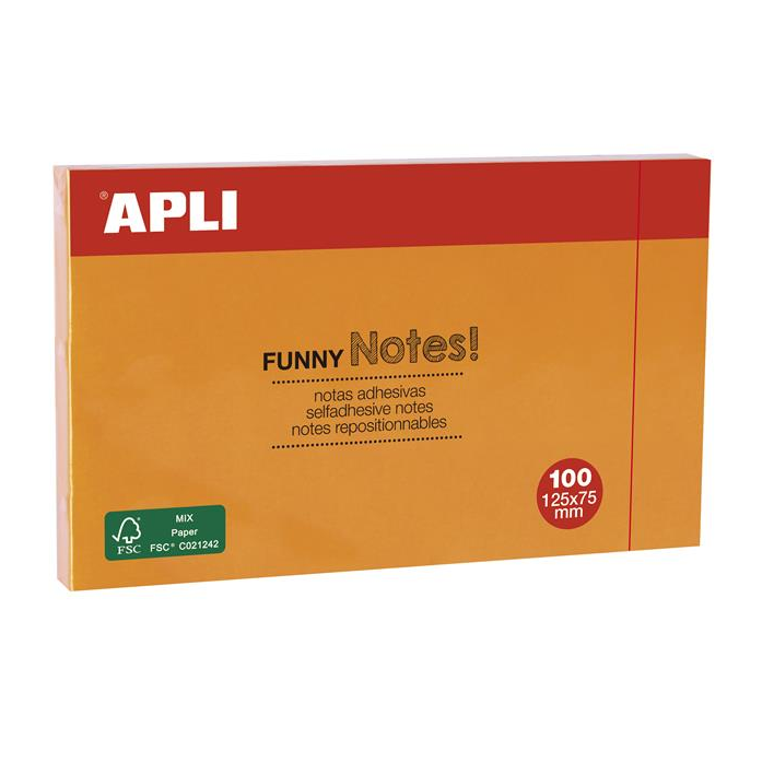 Apli 125x75mm öntapadó jegyzettömb - Narancssárga (100lap/tömb) (15005)