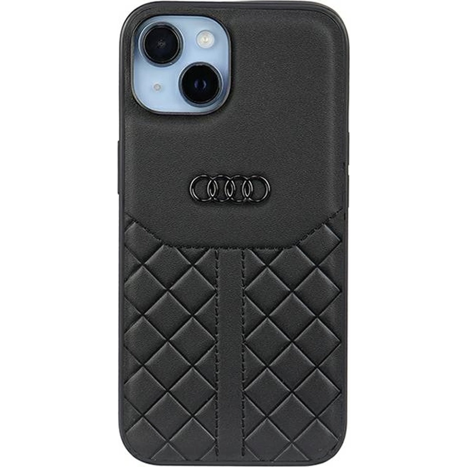 Audi Genuine Leather iPhone 13 / 14 / 15 tok, fekete (AU-TPUPCIP14-Q8/D1-BK)