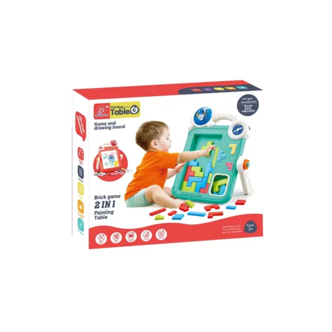 Fan Sheng Da 2 az 1-ben játék- és rajztábla - Zöld/Piros (9101)