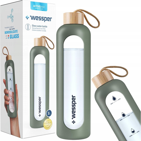 Wessper Motivational Bottle 1 liter - Olive