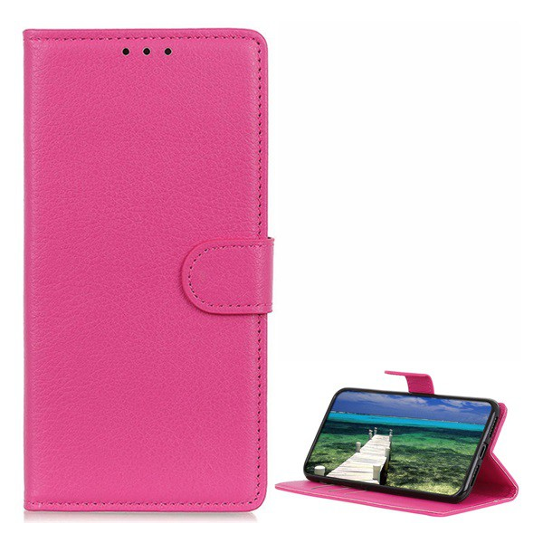 Tok álló, bőr hatású (FLIP, oldalra nyíló, asztali tartó funkció, prémium) RÓZSASZÍN [Samsung Galaxy M22 (SM-M225F)] (5996591086293)