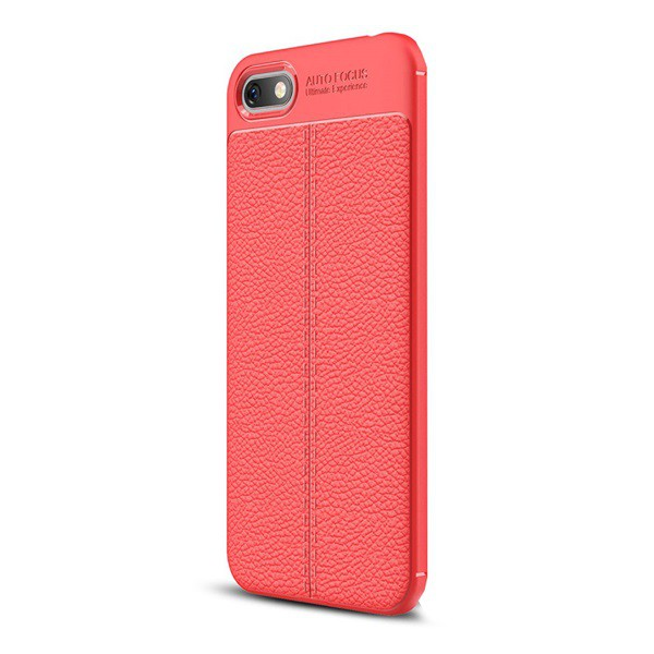 Szilikon telefonvédő (közepesen ütésálló, bőr hatású, varrás minta) PIROS [Huawei Y5 2018 (Y5 Prime 2018)] (5996457781218)