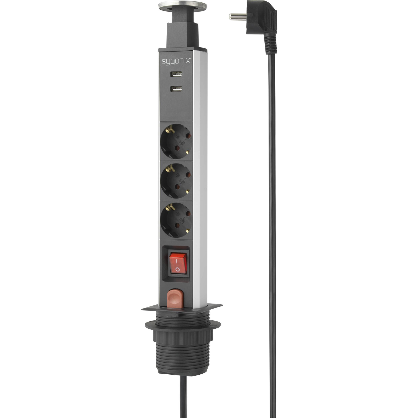 Sygonix SY-4755590 Beépíthető elosztó Fekete, Ezüst Védőérintkezős 1,4,m (SY-4755590)