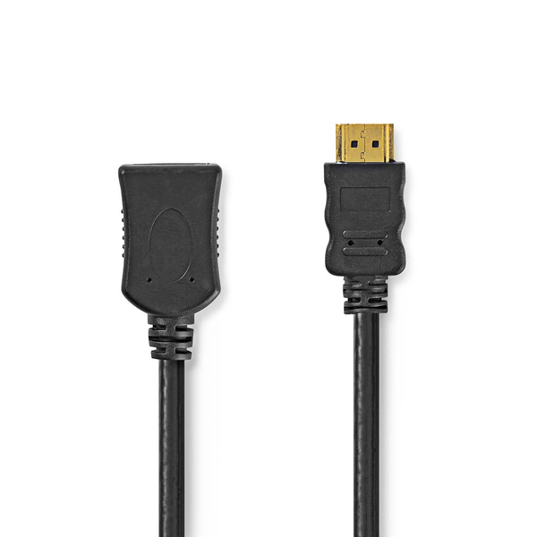Cablu HDMI de mare viteza cu Ethernet, conector HDMI tata / HDMI mama, placat cu aur, 4K@30Hz, 10,2 Gbps, cupru, 5,0 m, rotund, negru