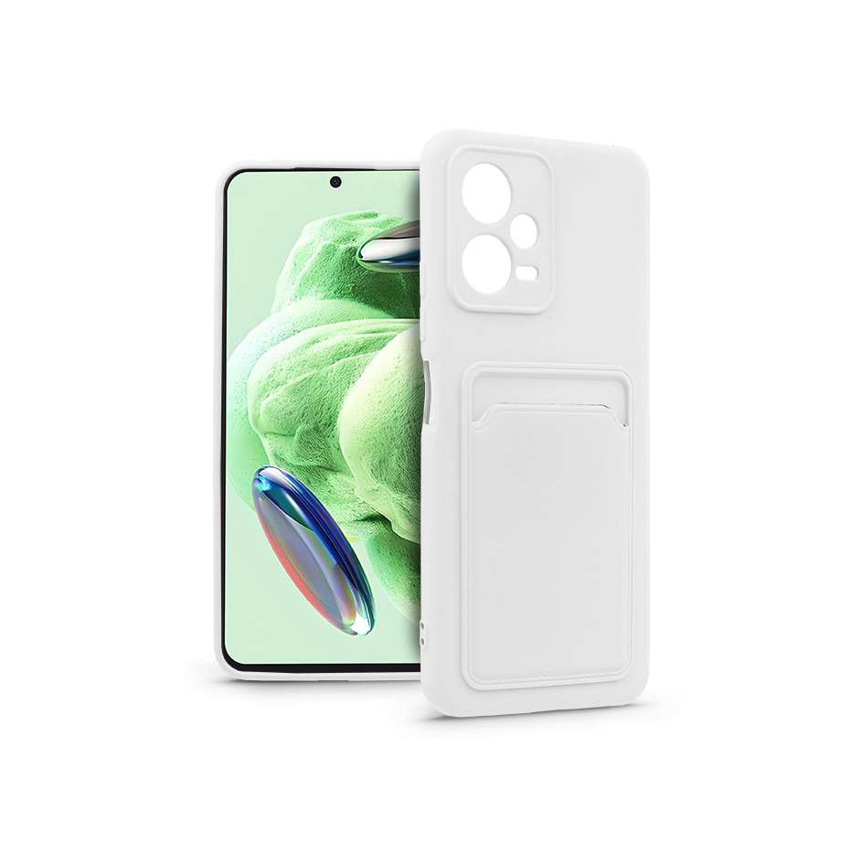 Xiaomi Redmi Note 12 5G/Poco X5 5G szilikon hátlap kártyatartóval - Card Case - fehér (PT-6725)