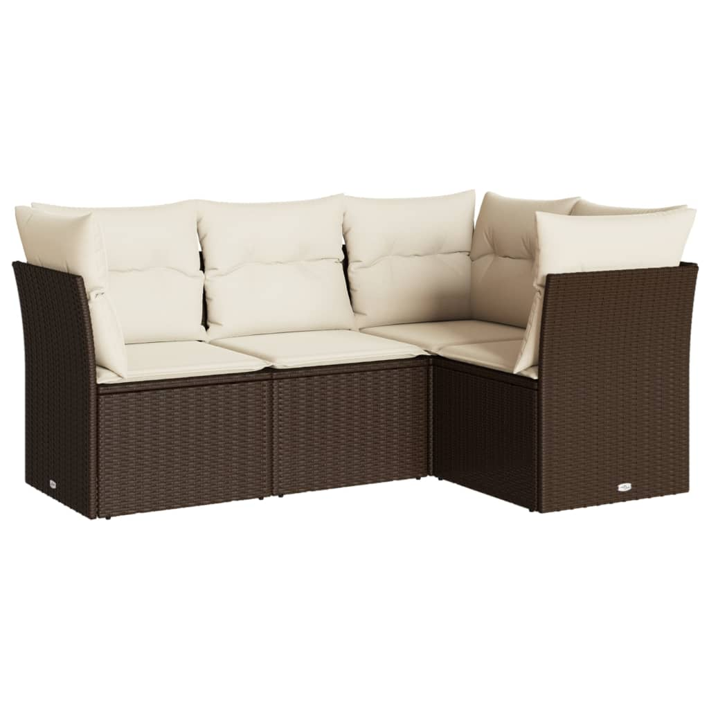 4 részes barna polyrattan kerti ülőgarnitúra párnákkal (3249422)