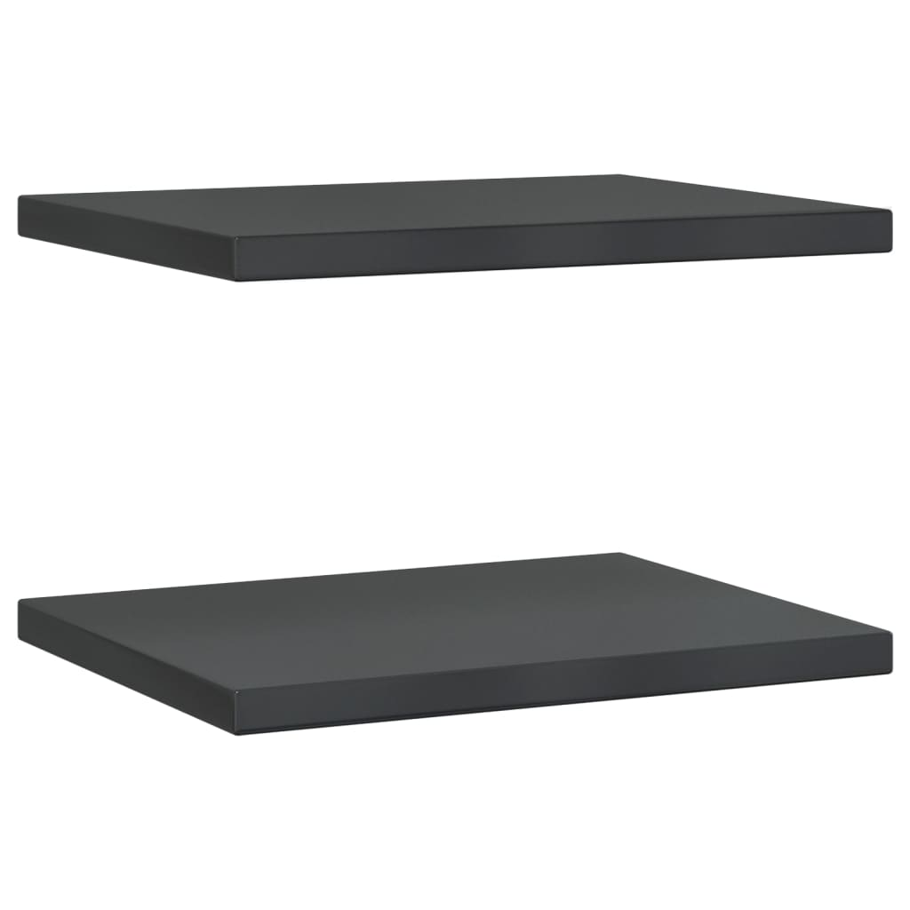 2 db fekete rozsdamentes acél fali polc 50 x 40 x 3 cm (30293)