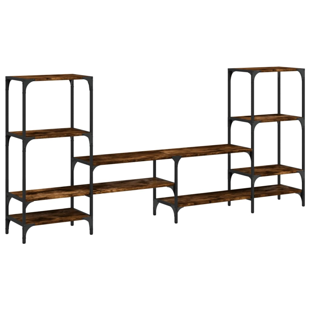 füstölt tölgyszínű szerelt fa TV-szekrény 206,5 x 28,5 x 95 cm (842483)