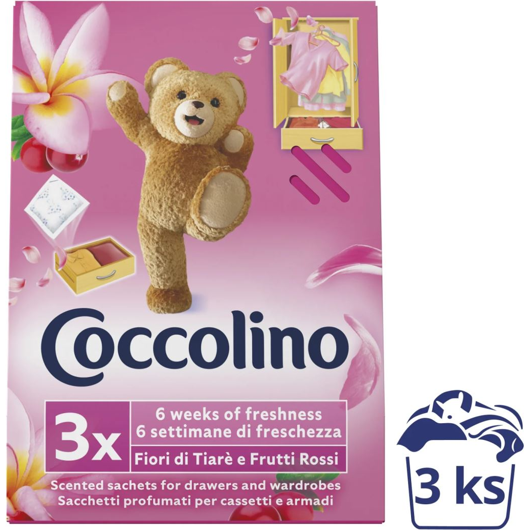 Coccolino Fiori di Tiaré e Frutti Rossi Pink szekrény illatosító 3db (8710908176852) (8710908176852)
