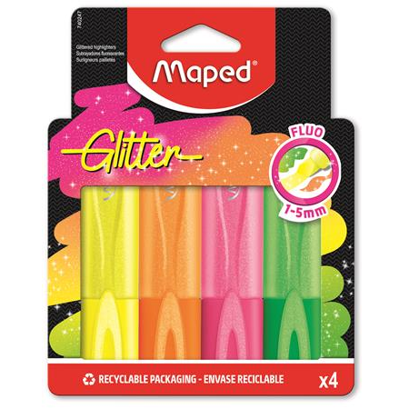 Maped Szövegkiemelő készlet, 1-5 mm,  "Glitter Fluo Peps", vegyes fluoreszkáló színek (IMA740247)