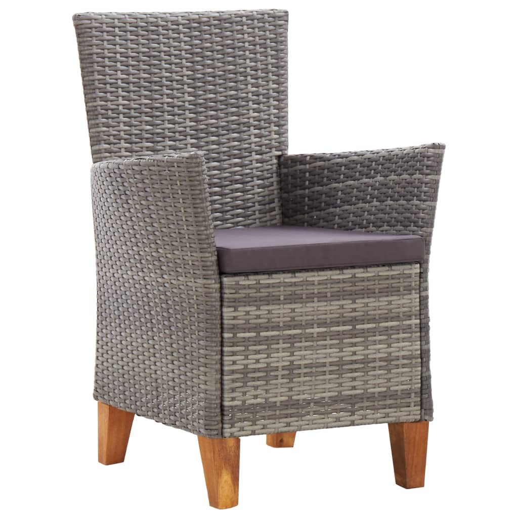 2 db szürke polyrattan kerti szék párnával (46003)