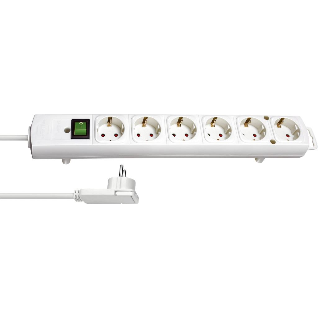 Brennenstuhl 1153320100 Hálózati elosztó, kapcsolható konnektor 6 részes aljzattal fehér 2m (b1153320100)