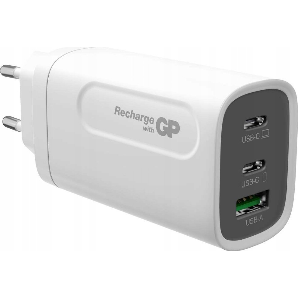 GP GaN 2xUSB-C / 1xUSB-A Hálózati Gyorstöltő Adapter 65W - Fehér (GPWCGM3AWHUSB254)