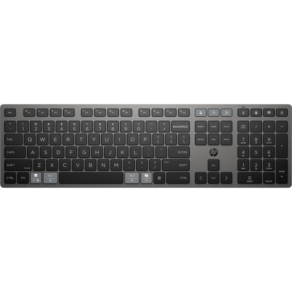 HP 725 Multi-Device Rechargeable Wireless Keyboard tastatur Hjemme/kontor RF trådløs + Bluetooth Sort