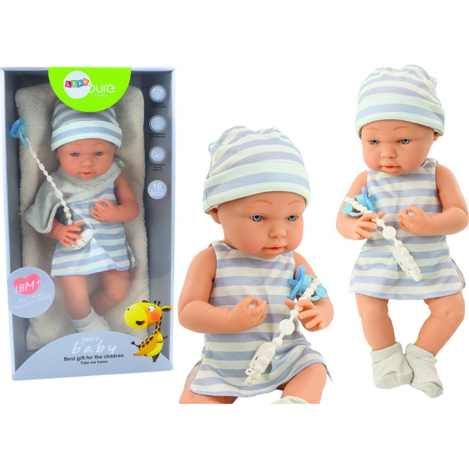 Baba Kék és Fehér Ruhában - Sapkábval, Cumival, Előkével, Paplannal ( )