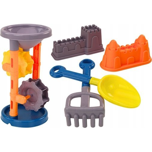 Homokkészlet, Daráló, Spatula, Gereblye, Formák, Narancs 18525