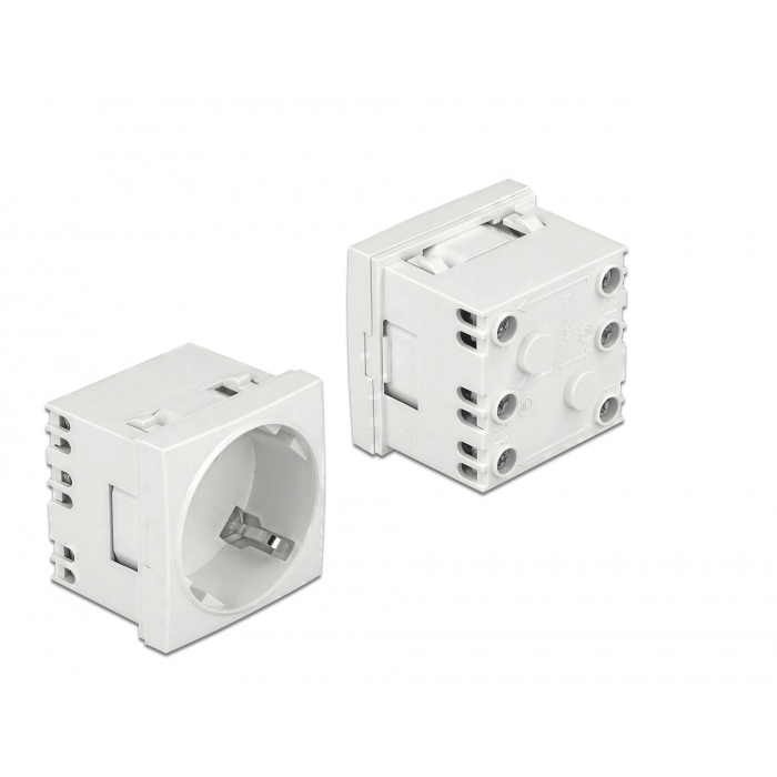 Delock 45 x 45 mm méretű, bővíthető, 45 elrendezésű Easy 45 földelt hálózati csatlakozóaljzat (81425) (81425)