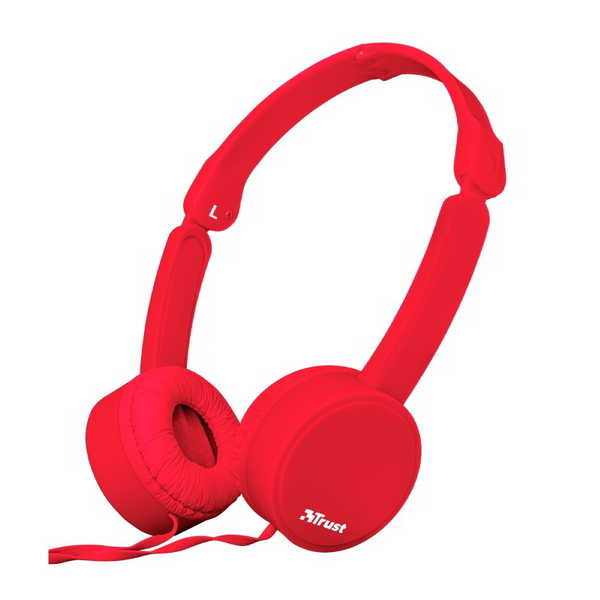 Trust Nano Auricolare Cablato A Padiglione Musica e Chiamate Rosso