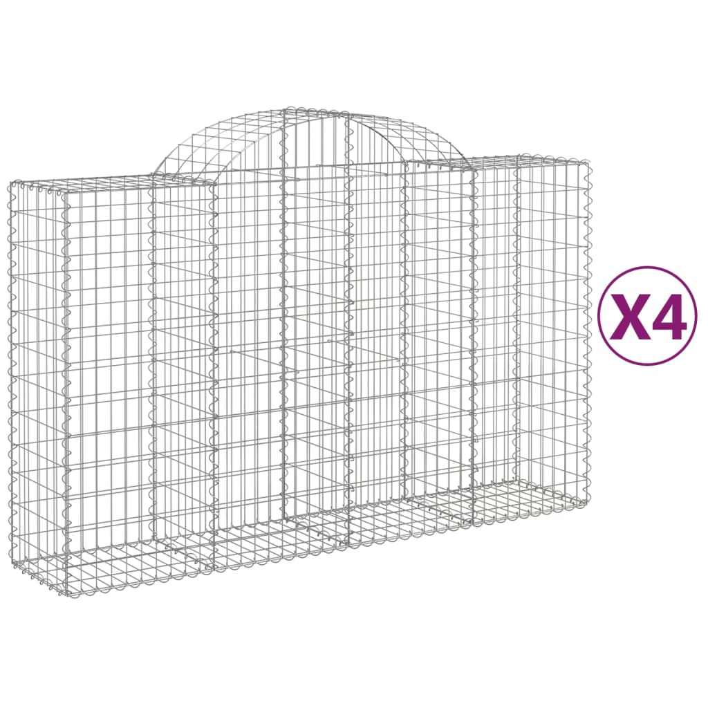 4 db íves horganyzott vas gabion kosár 200x50x120/140 cm (3146343)