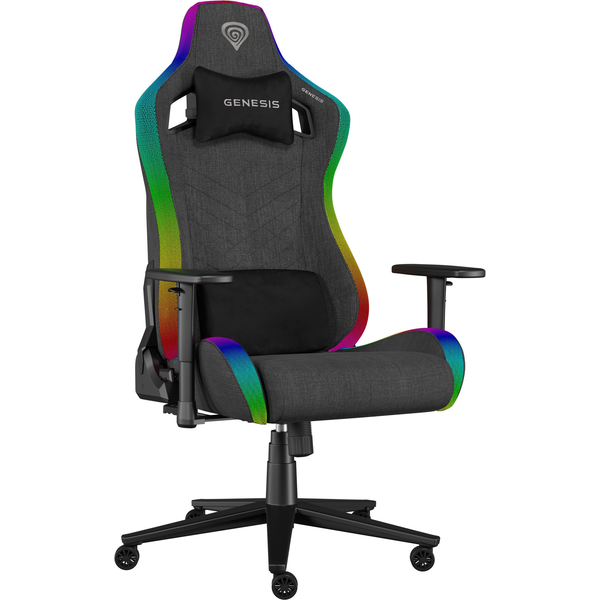 Genesis TRIT 660 RGB Gamer Szék Textil RGB Világítás Szürke