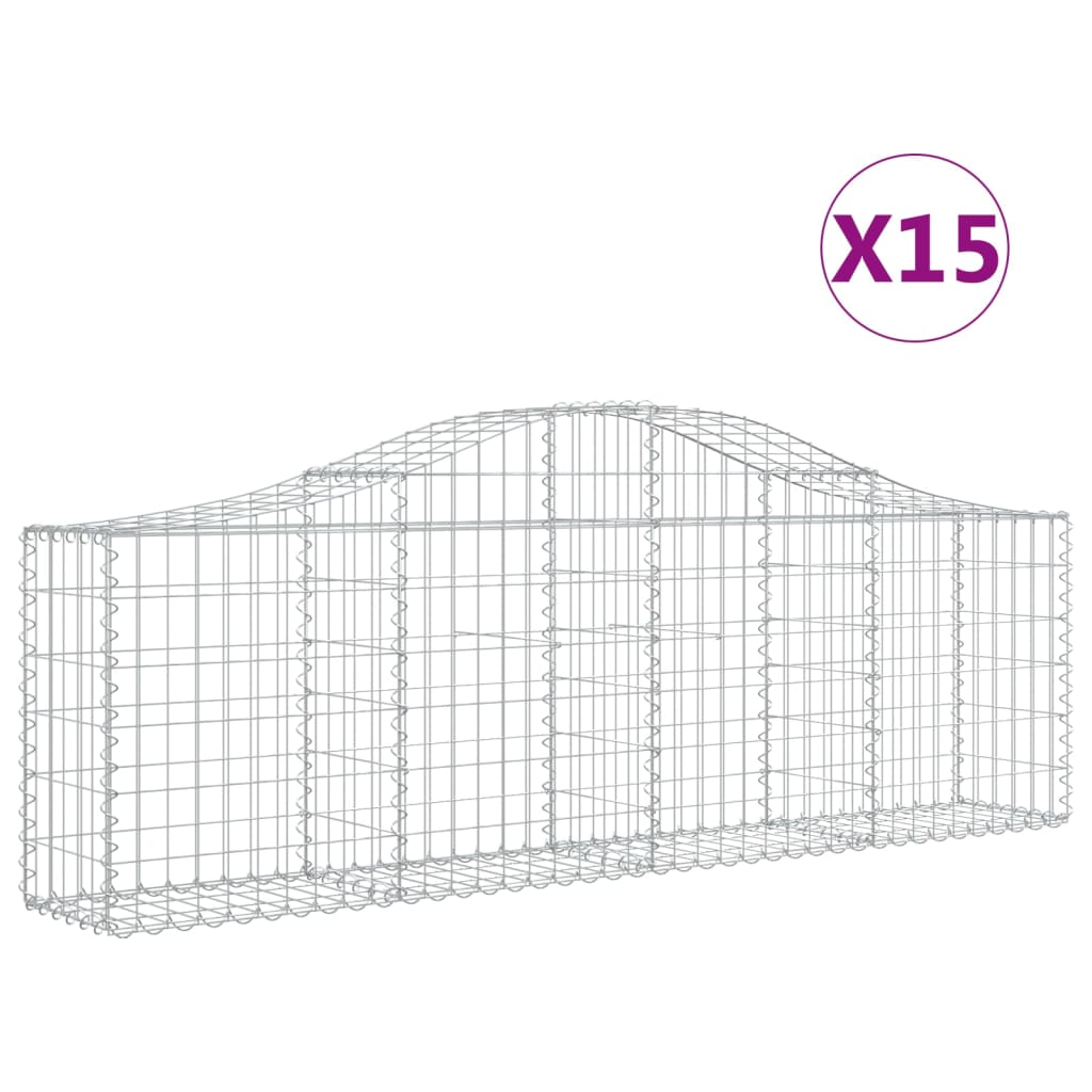15 db íves horganyzott vas gabion kosár 200x30x60/80 cm (3145401)