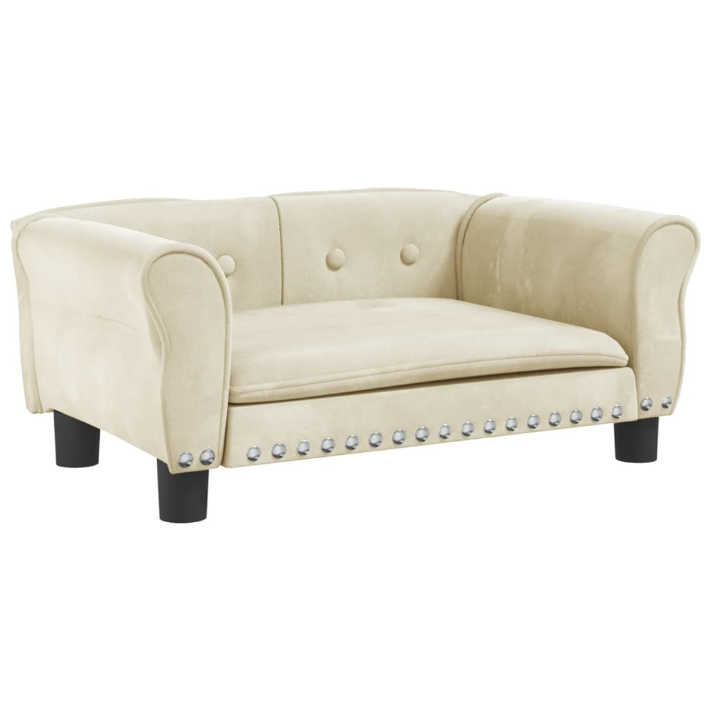 krémszínű bársony kutyaágy 70 x 45 x 30 cm (171830)