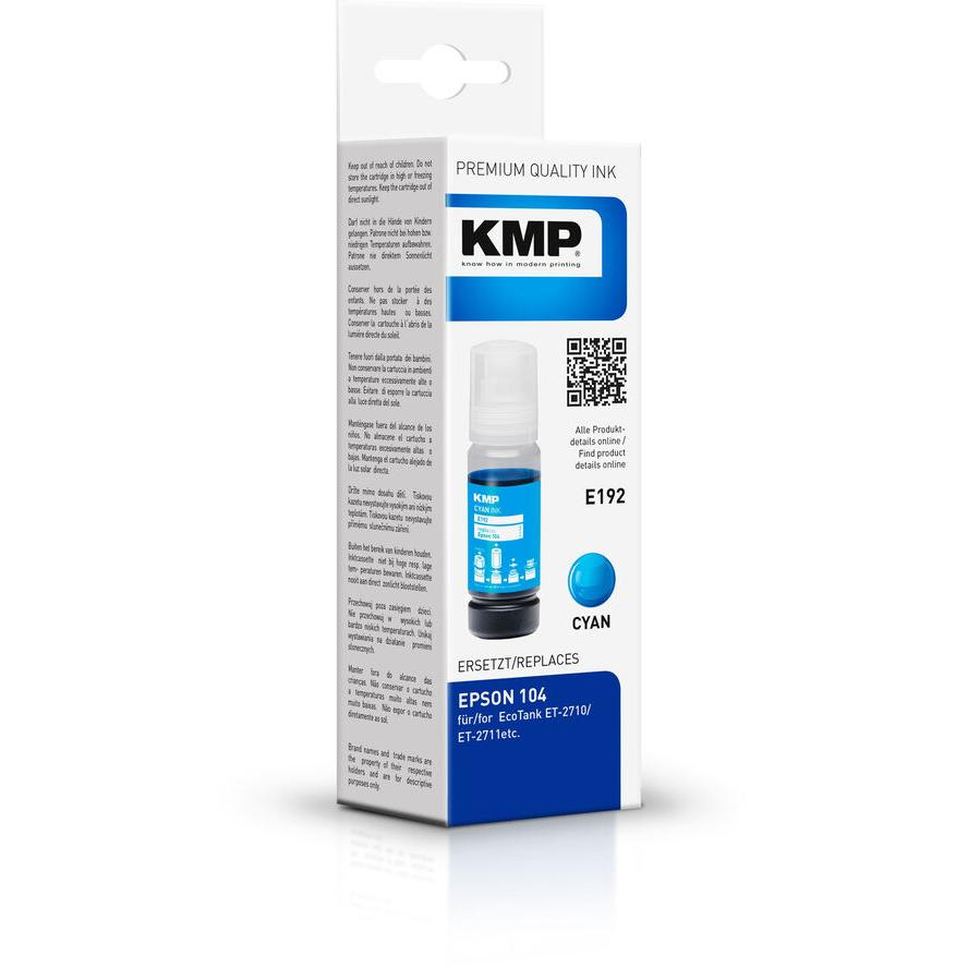 KMP Tinte EcoTank T00P2 8000 S. cyan remanufactured (1648,0003) (1648,0003)