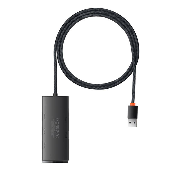 Baseus Lite Series 4 az 1-ben USB - 4x USB 3.0 hub 1m fekete (WKQX030101)