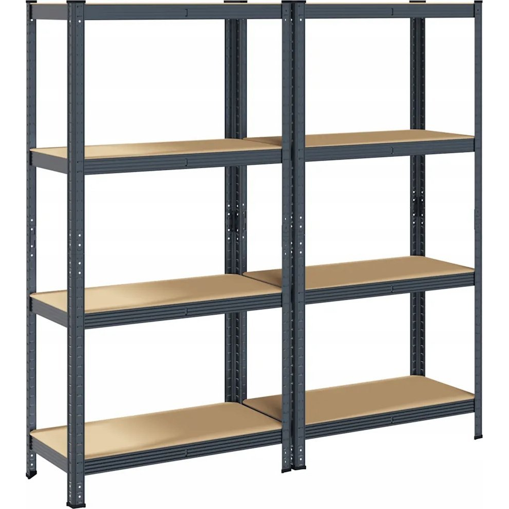 2 db 4-szintes antracitszürke acél és szerelt fa tárolópolc (4016937 VidaXL)