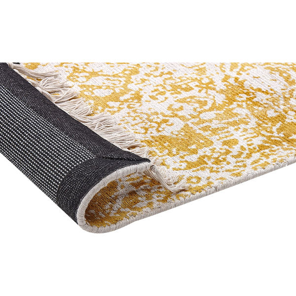 Alfombra De Viscosa Amarillo Mostaza Beige 80 X 150 Cm Oriental Boyali - Amarillo