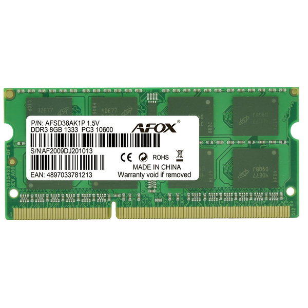 AFOX SO-DIMM DDR3 8G 1333MHZ LV 1,35V AFSD38AK1L