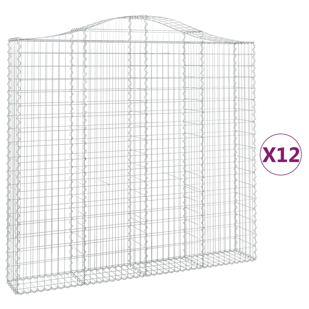 12 db íves horganyzott vas gabion kosár 200x30x180/200 cm (3145524)