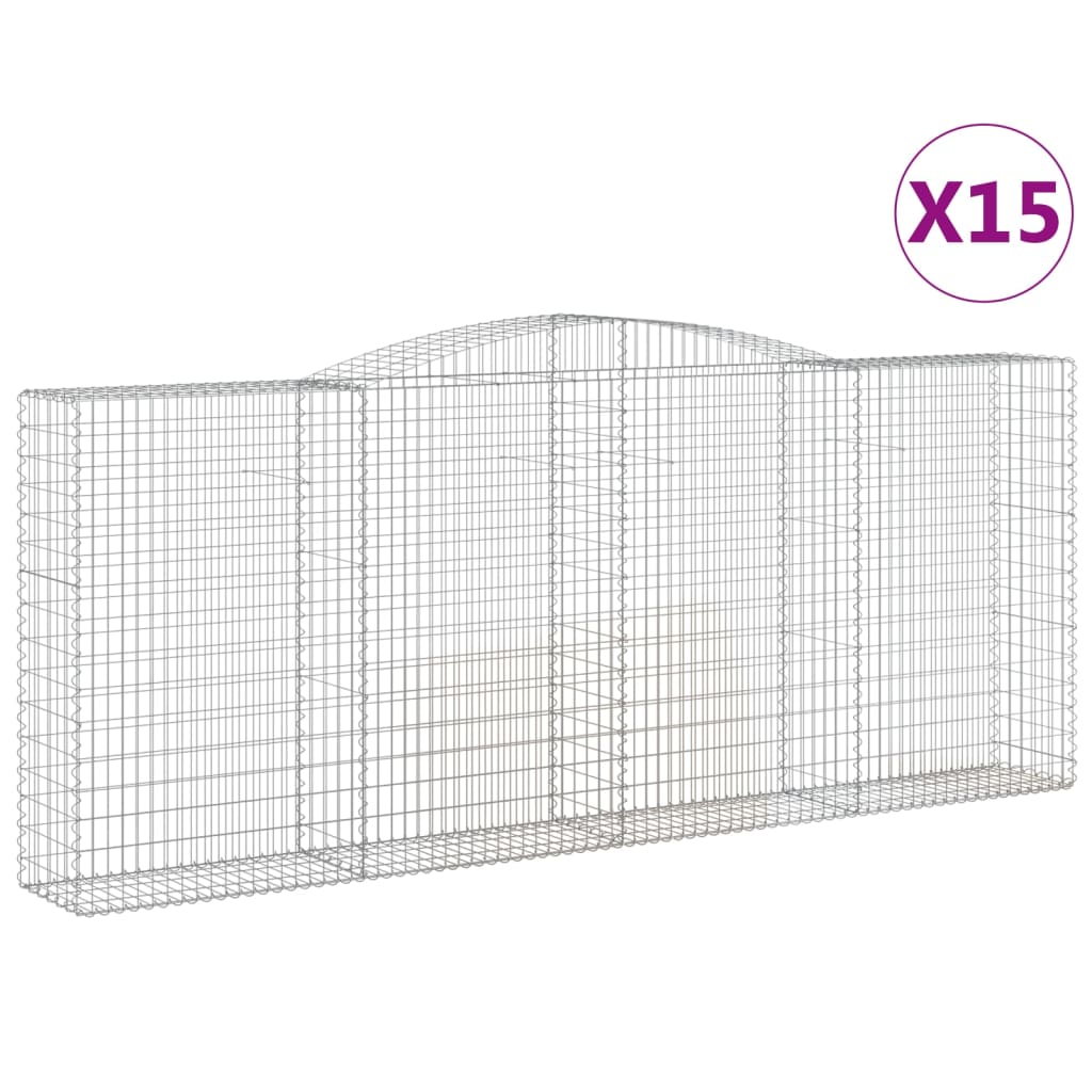 15 db íves horganyzott vas gabion kosár 400 x 50 x 160/180 cm (3147044)