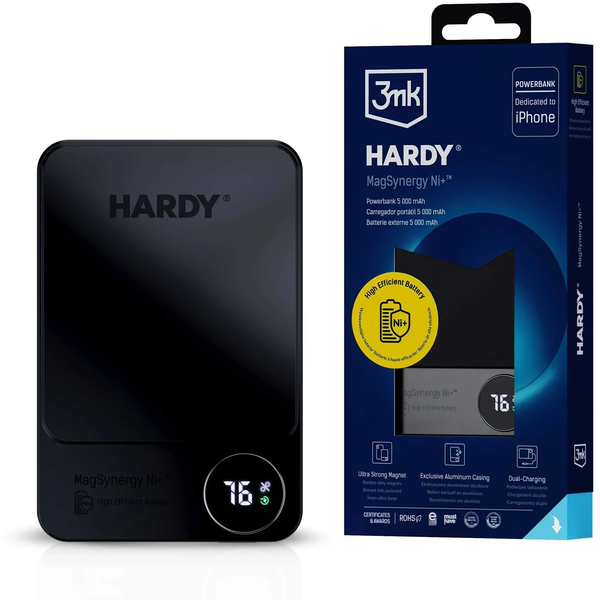 Powerbanka 3MK Hardy MagSynergy Ni+ 5000mAh Černo-šedá