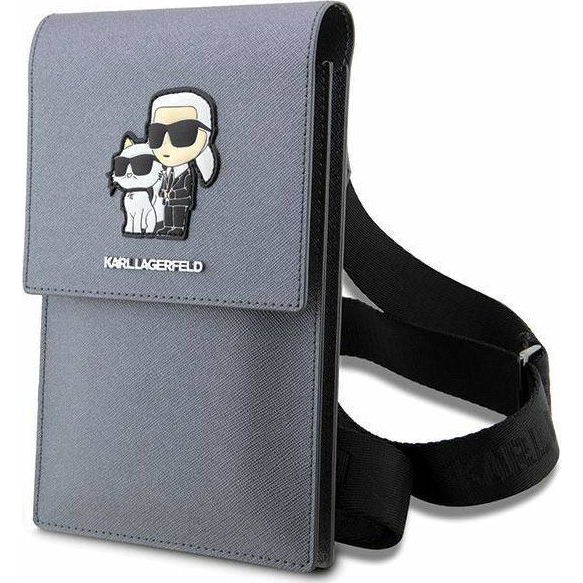  Karl Lagerfeld Torebka Karl Lagerfeld Saffiano Karl & Choupette Head (Klwbsakcpmg) Srebrne