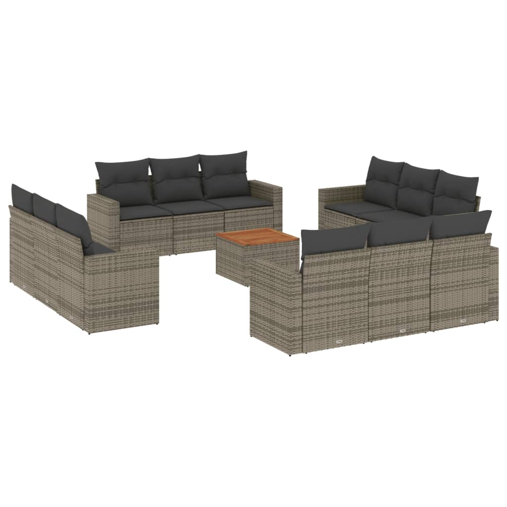 13 részes szürke polyrattan kerti ülőgarnitúra párnákkal (3224058)