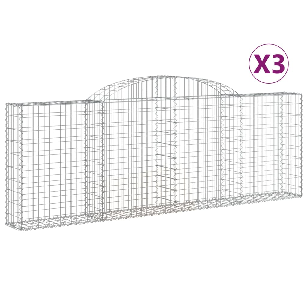 3 db íves horganyzott vas gabion kosár 300 x 30 x 100/120 cm (3146522)