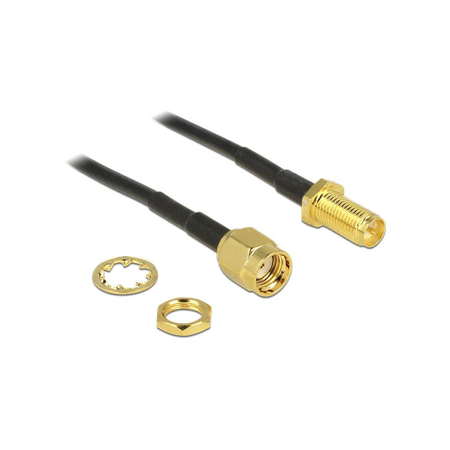 Delock 88876 RP-SMA antenna kábel 0.2m - Fekete (88876)