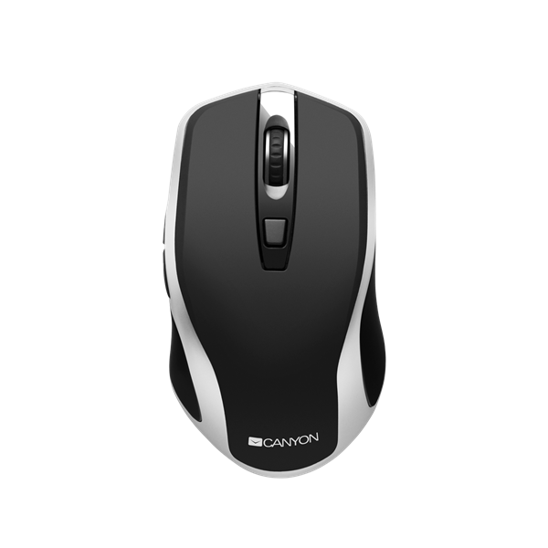 Canyon vezeték nélküli egér, 2,4 GHz, 4 gomb, 1600 DPI, újratölthető - fekete/ezüst