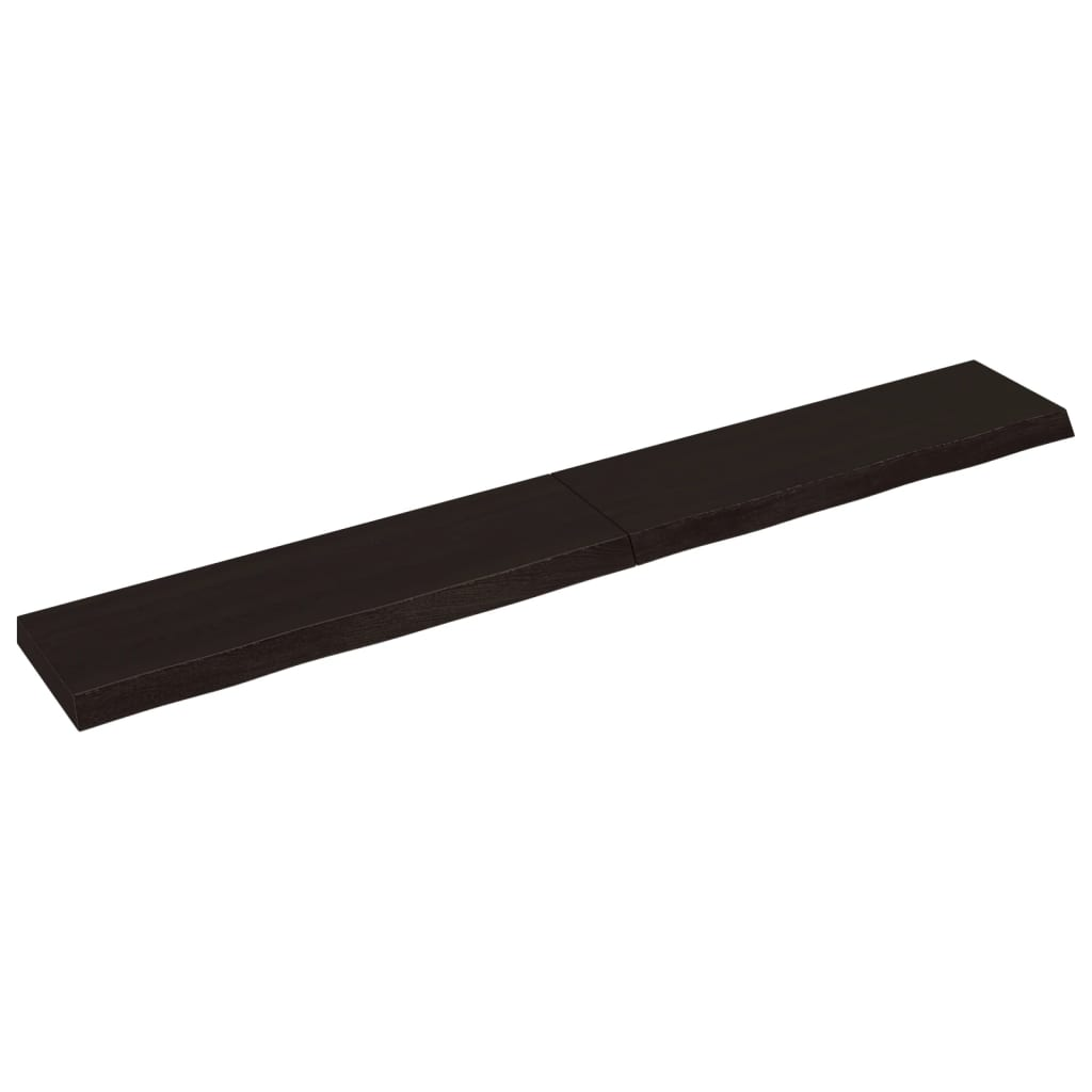 sötétbarna kezelt tömör tölgyfa fali polc 200 x 30 x (2-6) cm (363845)