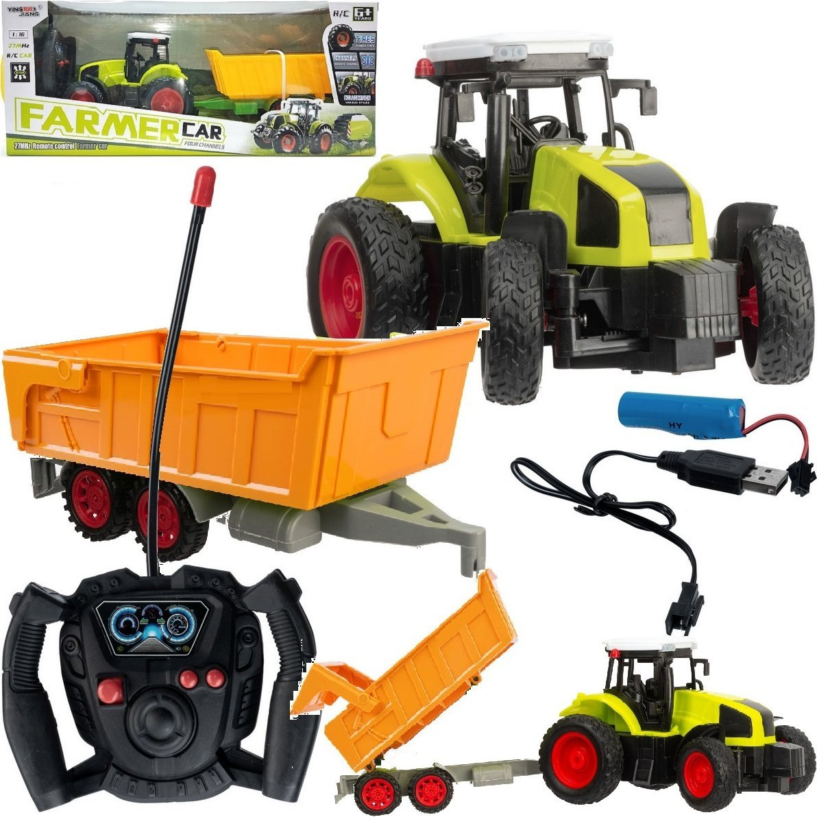 Lean Toys Távirányítós Traktor Pótkocsival Rc 1:16 Green Remote Control (16161)